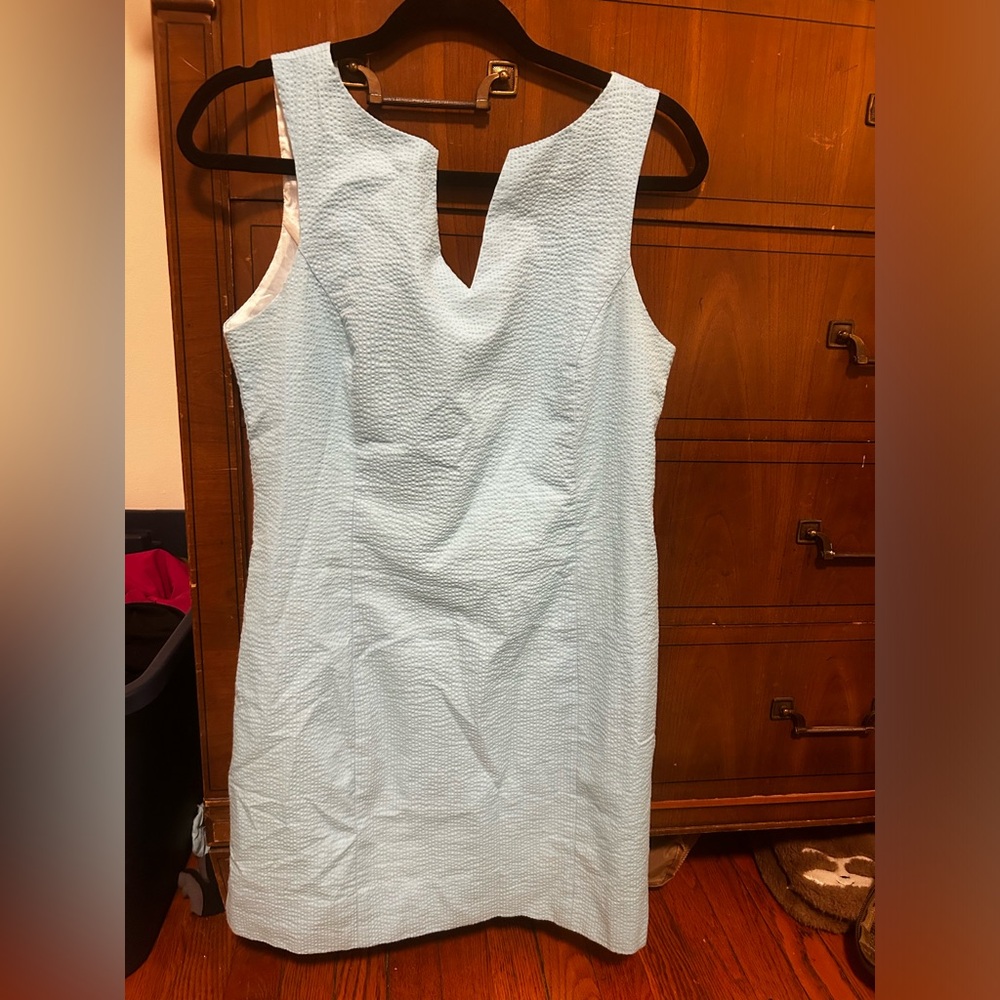 Seersucker light blue dress perfect for Easter